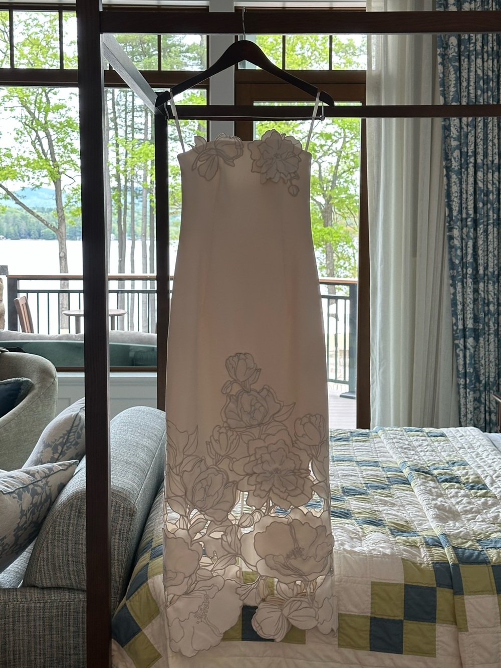 Leo Lin Rayna Appliqué Bustier Maxi Dress- Vanilla size 4 - Picture 5 of 6